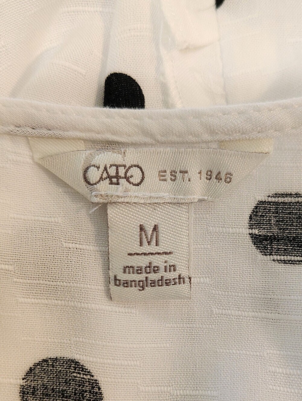 Cato White/Black V-Neck Top Polka Dot Ruched Tie Front Popover Ruffles Sleeves - Picture 6 of 8